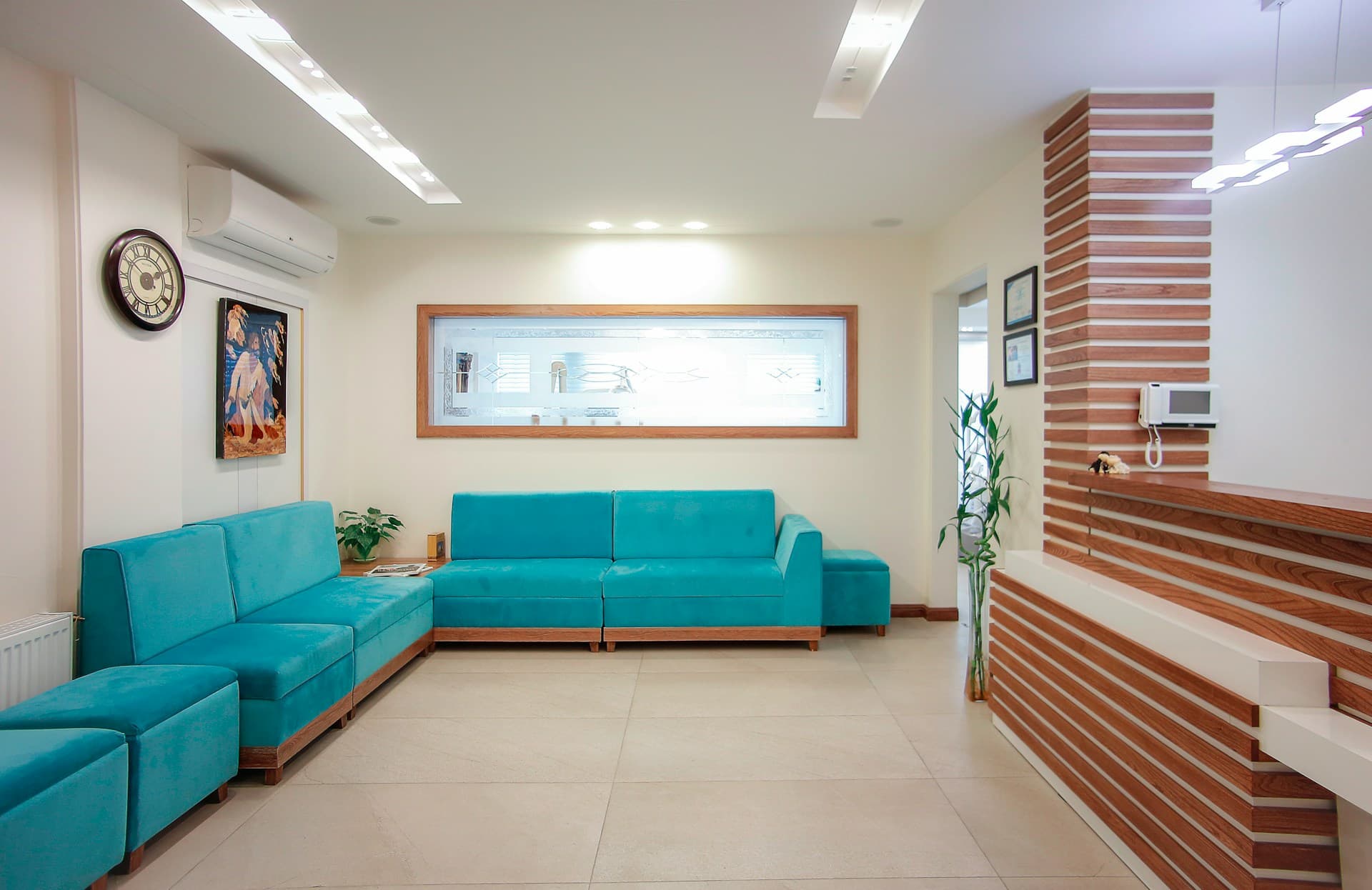 Reception and waiting area in a modern healthcare office
