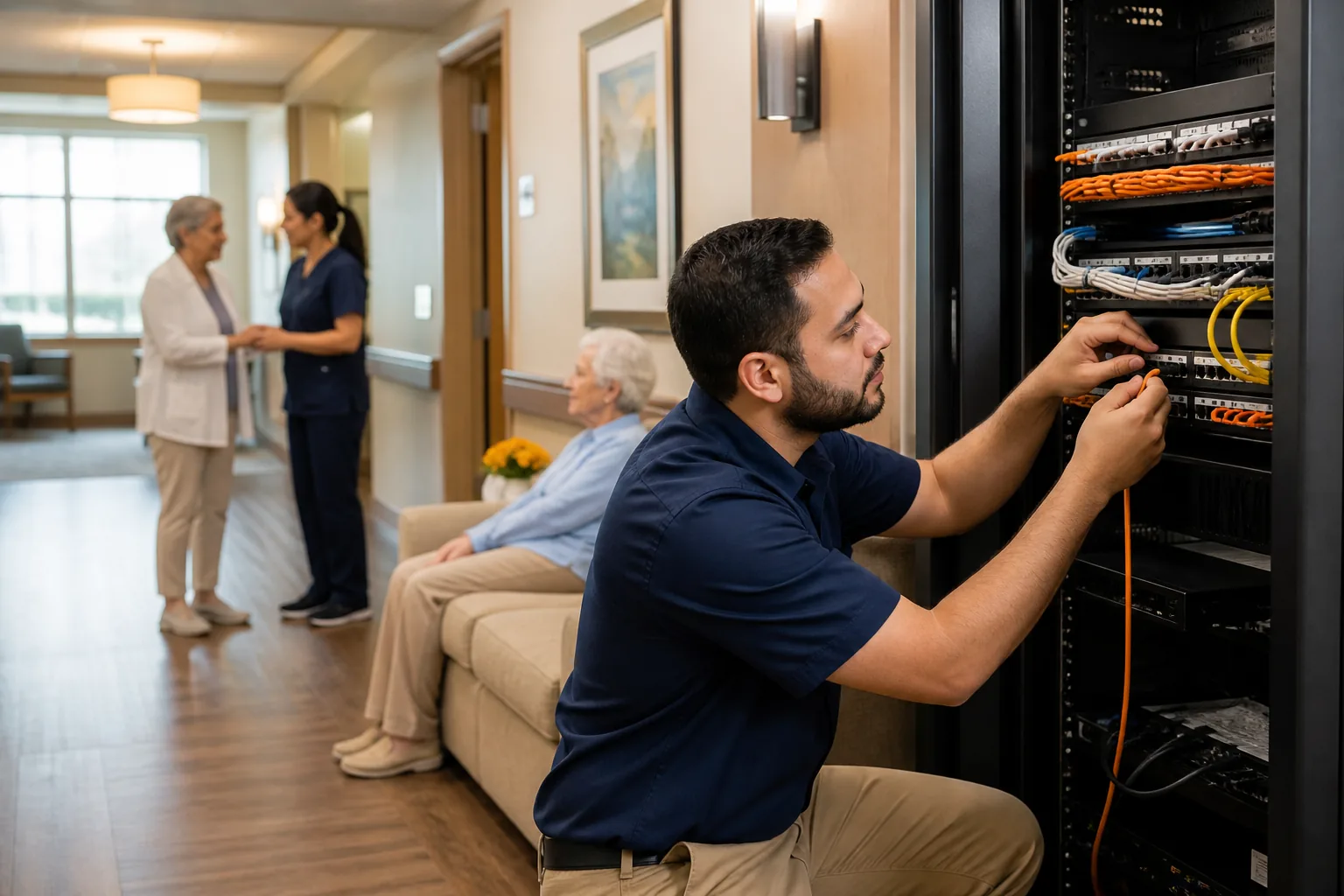 Structured network and data cabling for Assisted Living & Nursing
