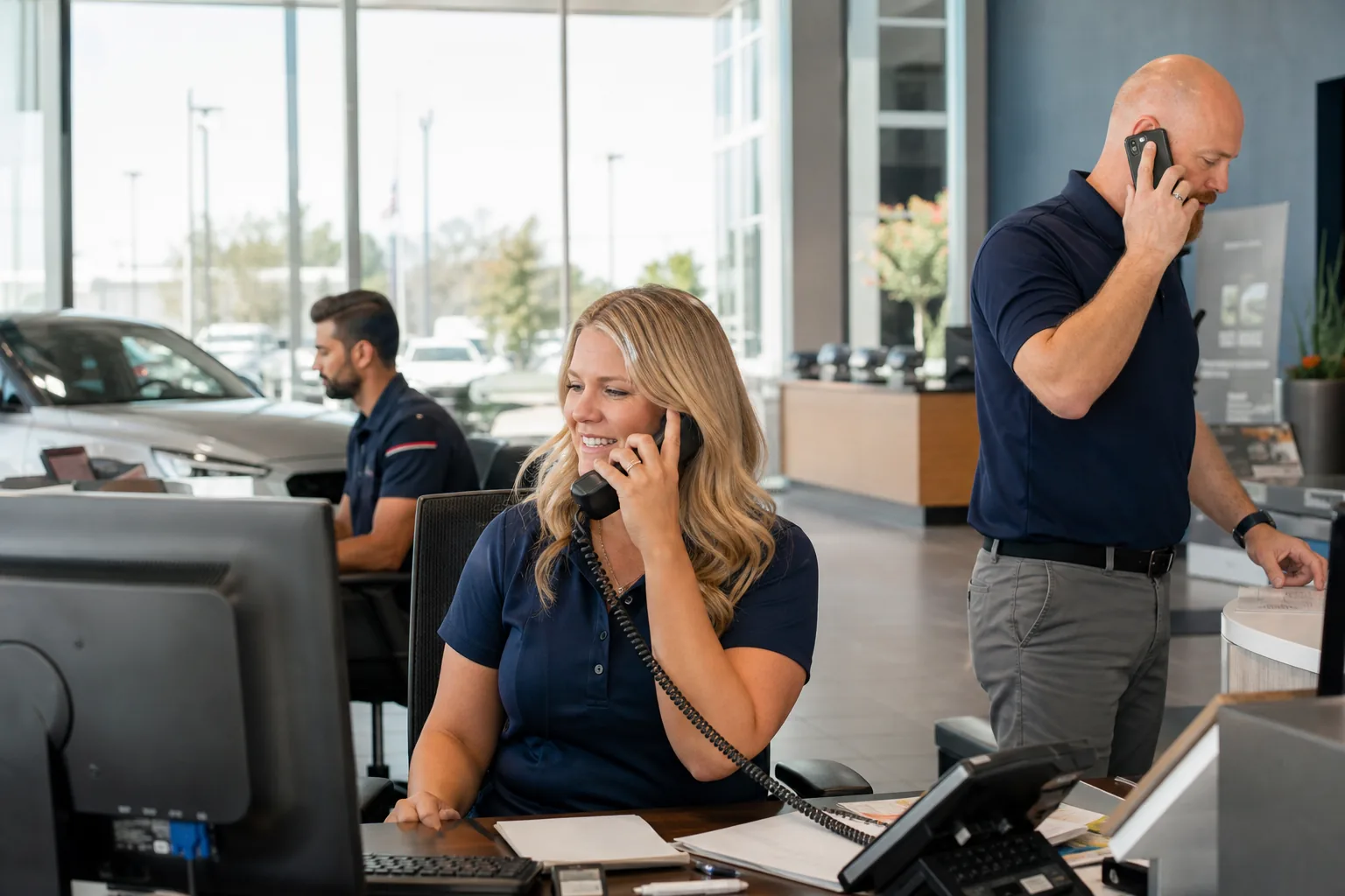 Auto Dealerships team using modern business communications