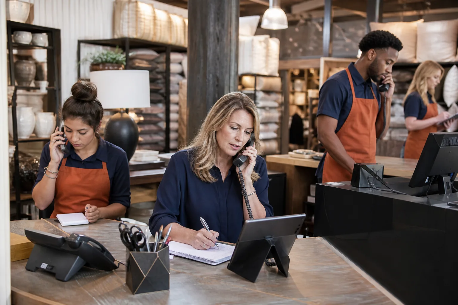 Retail Businesses team using modern business communications